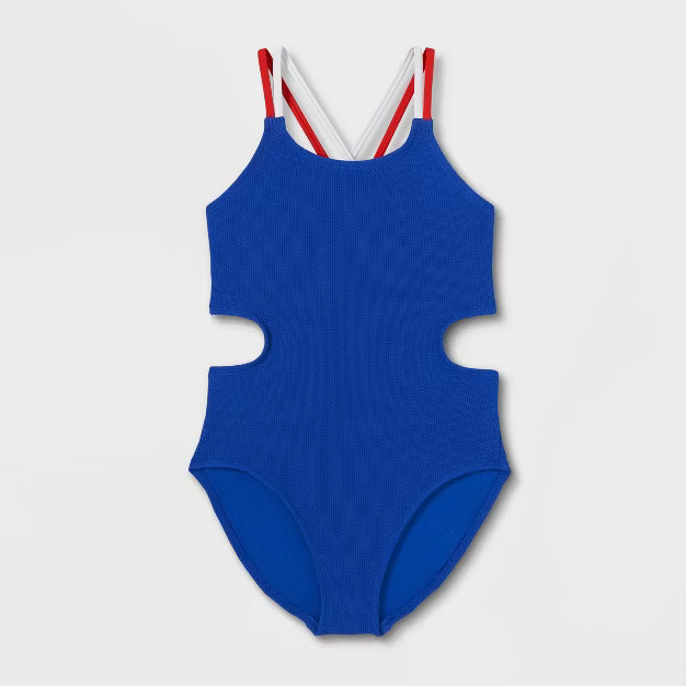 Girls' Pucker One Piece Swimsuit - art class™ Blue | Target