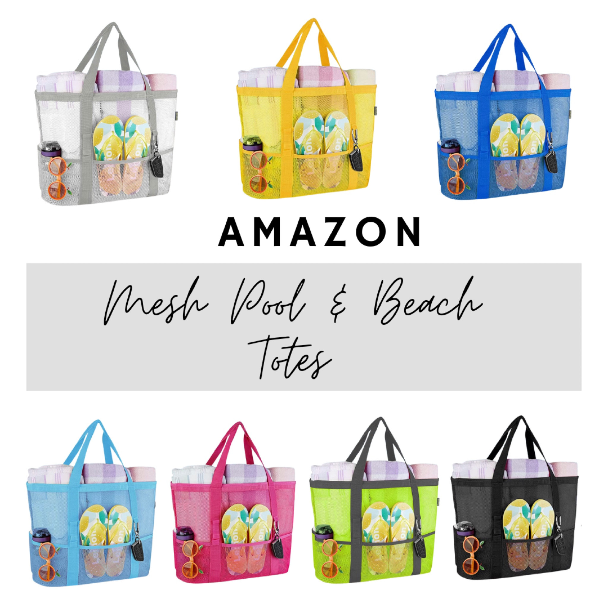 The perfect large mesh totes for the beach, pool, spa, or water parks! Lots of pockets and great for wet towels and swimsuits  

#LTKitbag #LTKSeasonal #LTKFind