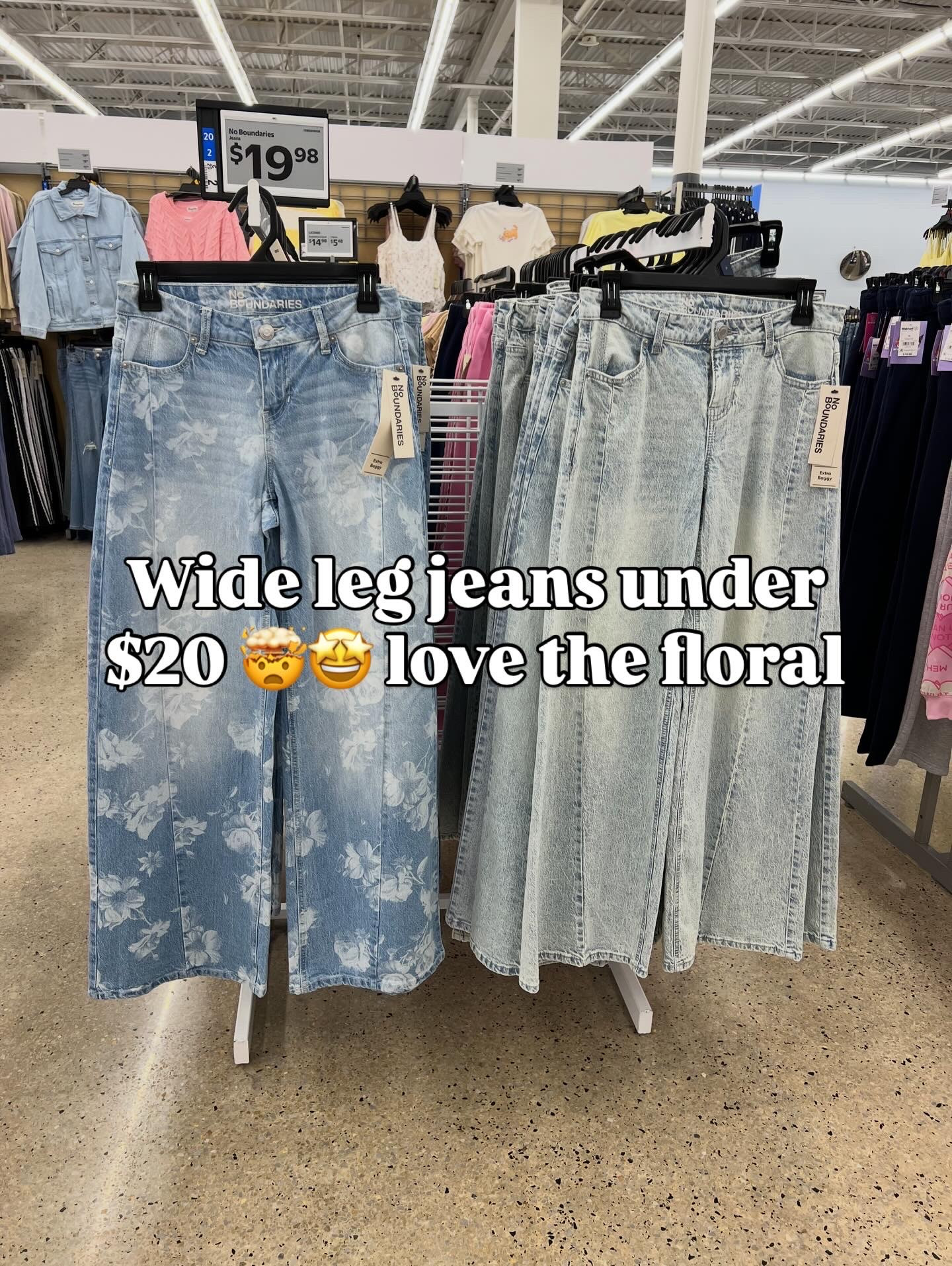 Wide leg jeans at Walmart, the floral is a big trend for spring #walmartfinds 