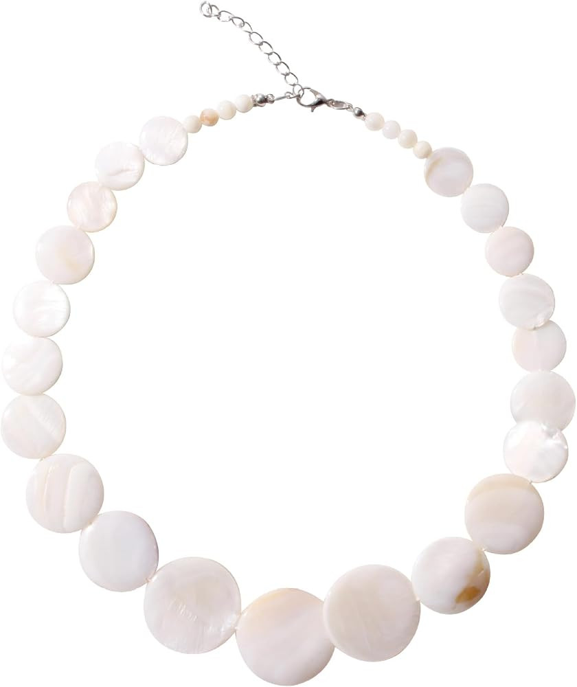 Shell Disc Beaded Chunky Collar Necklace For Women Statement Boho Elegant Adjustable Choker Style... | Amazon (US)