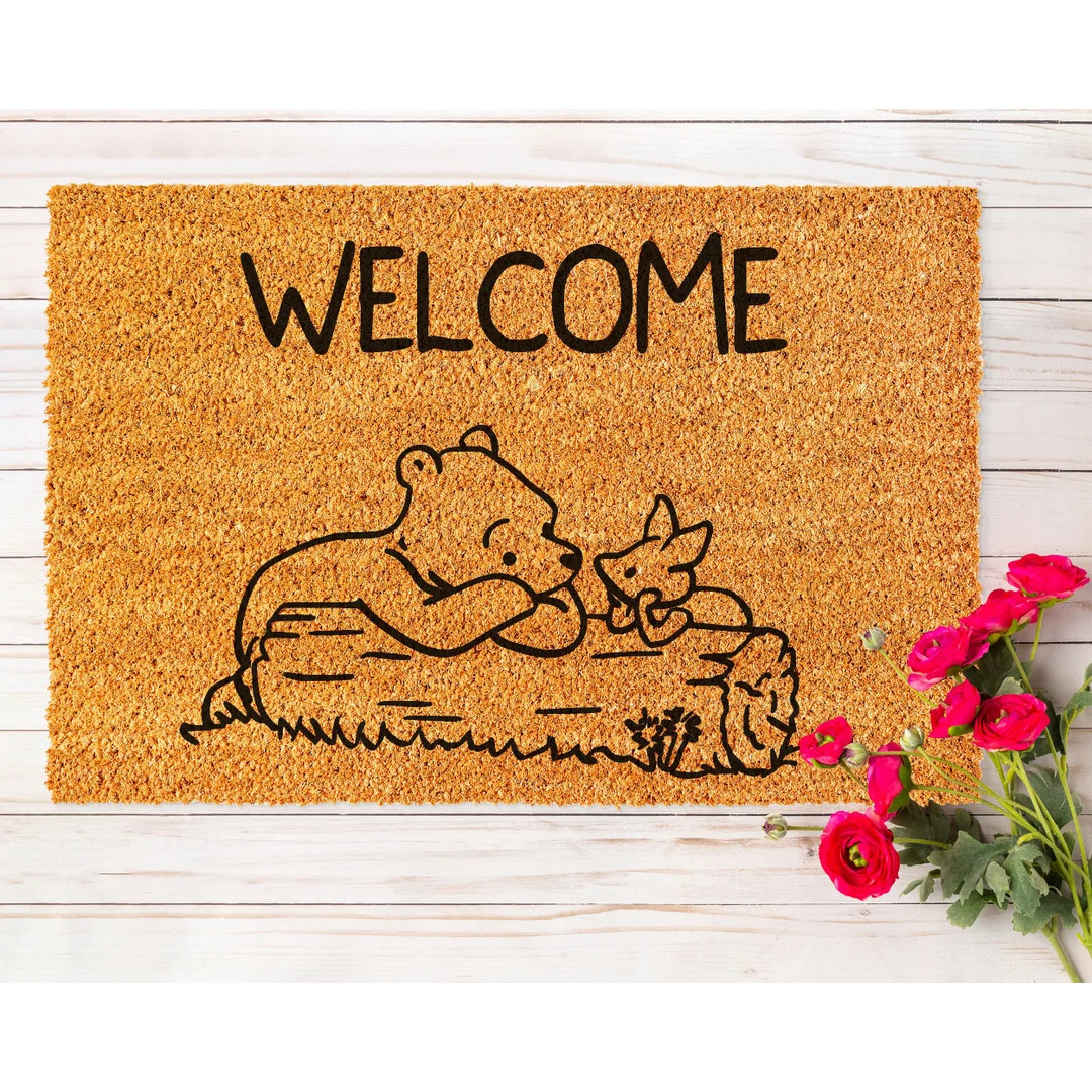 Doormat Welcome Winnie the Pooh Welcome Mat Funny Doormat Closing Gift Cute Doormat First House G... | Etsy (US)