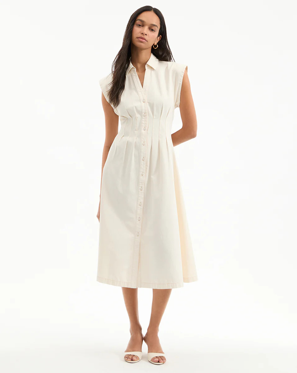 Ruben Cotton Midi Dress in Ecru | Veronica Beard | Veronica Beard