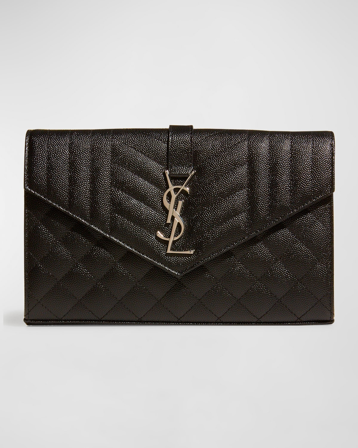 Envelope Triquilt YSL Wallet on Chain in Grained Leather | Neiman Marcus
