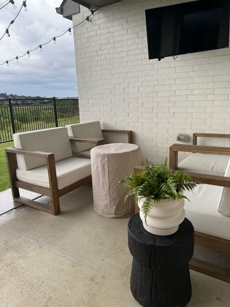 Our outdoor furniture. The chairs come in black metal too. Cushion covers are washable

Outdoor planter / organic modern / patio furniture/ 

#LTKHome #LTKSaleAlert #LTKStyleTip