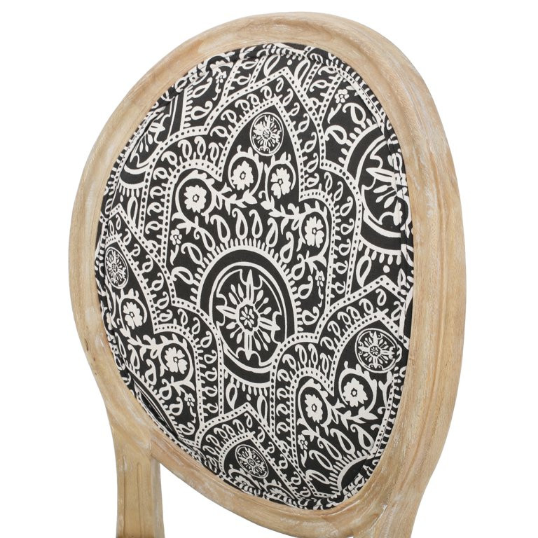 Phinnaeus French Country Fabric Dining Chairs (Set of 2), Black and White Pattern and Natural | Walmart (US)