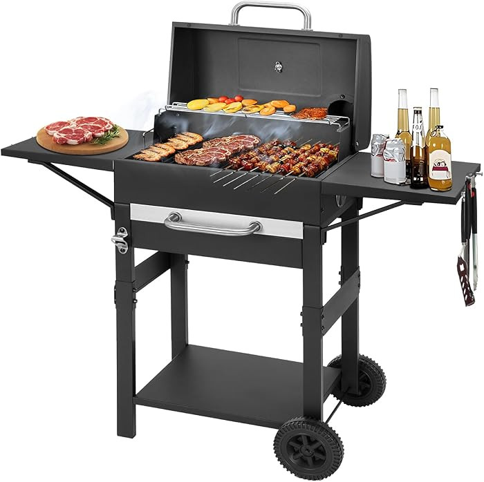 Charcoal Grills Outdoor BBQ Grill with 2 Side Table,Barbecue Grill Smoker with 343 Sq.in.Cooking ... | Amazon (US)