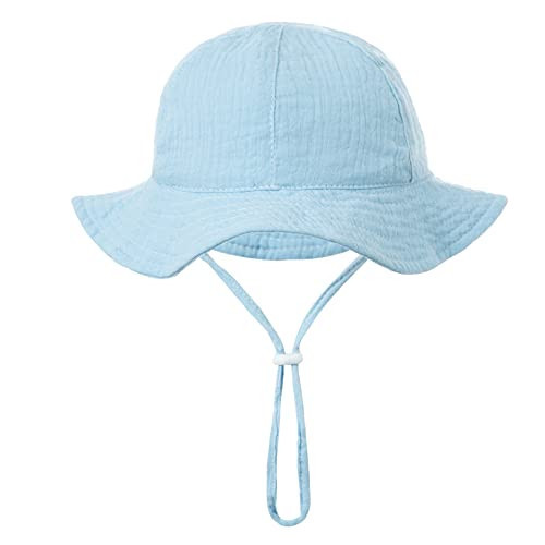 Baby Sun Hat Toddler Infant Cap Kid Beach Hats Swimsuit with UPF 50+ Protective Sunscreen Newborn Bucket Hat for Boys Girls (US, Age, 0 Months, 6 Months, Sky Blue) | Amazon (US)