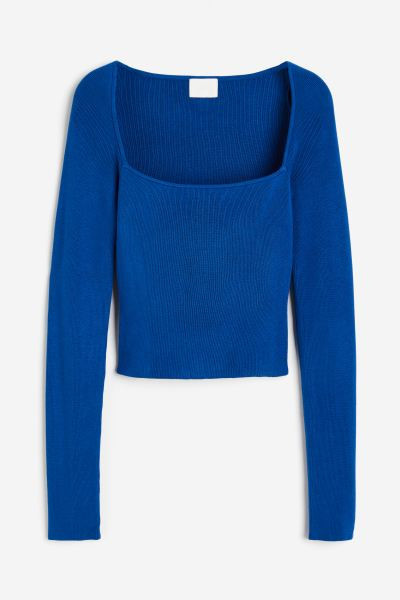 Square-neck Crop Top - Gray - Ladies | H&M US | H&M (US + CA)