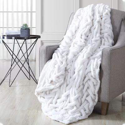 Amrapur Overseas Luxury Solid Braided throw Off White 50-in x 60-in Throw Lowes.com | Lowe's