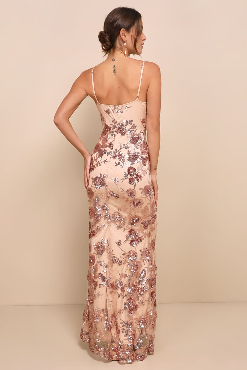 Shine Language Rose Gold Sequin Mermaid Maxi Dress | Lulus
