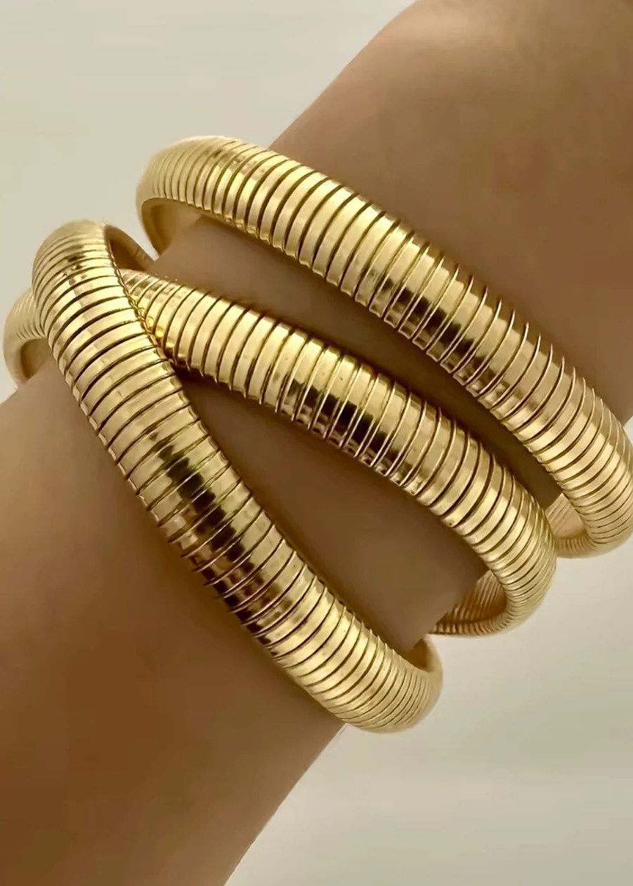Gold Elastic Bangle | outdazl