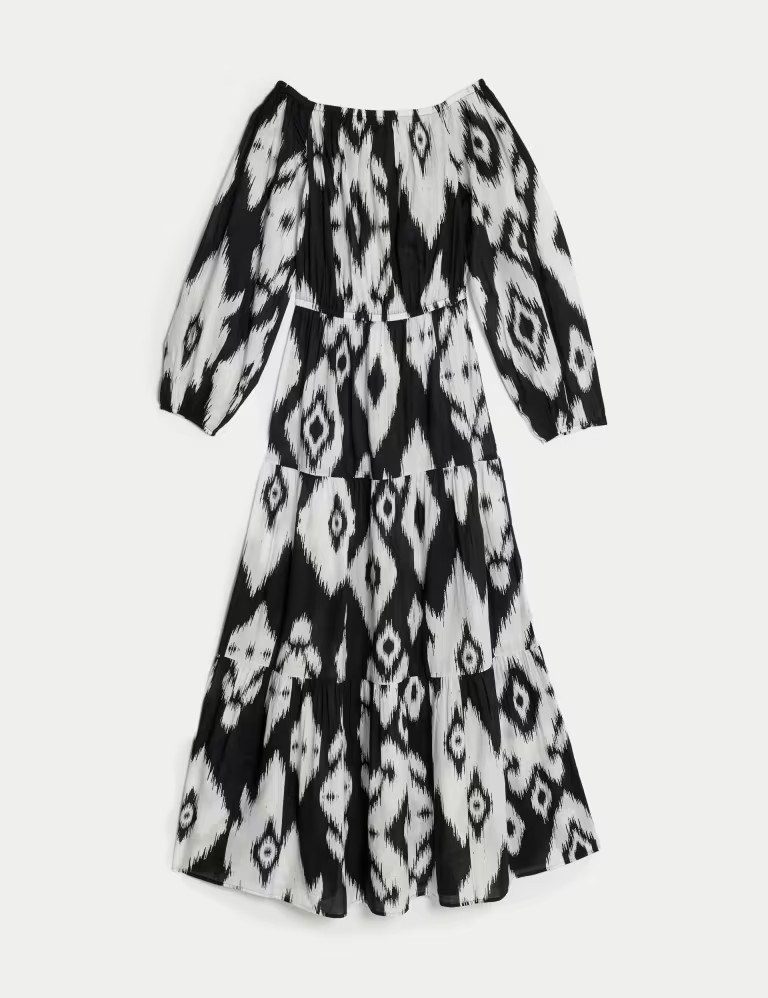 Pure Cotton Printed Bardot Midaxi Beach Dress | Marks & Spencer (UK)