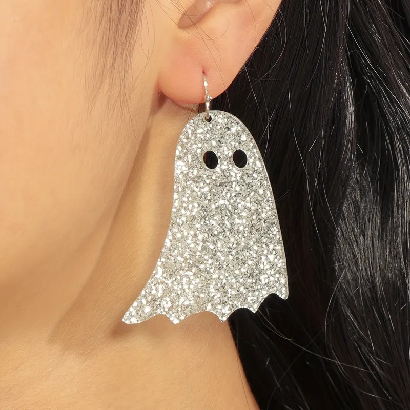 Halloween White /   Ghost Design Sequins Decor Dangle Earrings Cute Style Resin Jewelry Creative ... | Temu Affiliate Program