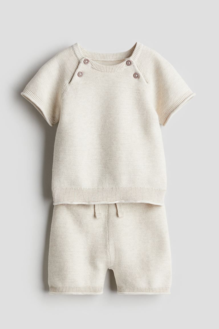 2-piece Shirt and Shorts Set - Natural white - Kids | H&M US | H&M (US + CA)