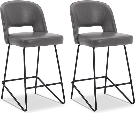 Watson & Whitely Modern Barstools Set of 2, Upholstered Counter Height Bar Stools with Backs and ... | Amazon (US)