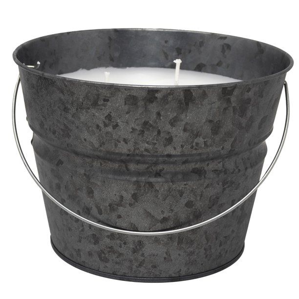 Mainstays Outside Citronella 30oz Metal Bucket 3-Wick Candle, Galvanized Gray - Walmart.com | Walmart (US)