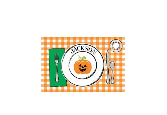 Halloween placemat Pumpkin placemat Personalized placemat | Etsy | Etsy (US)