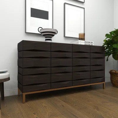 Salamina Wooden 1 Shelf and 4 Doors Geometric Brown Cabinet | Wayfair North America