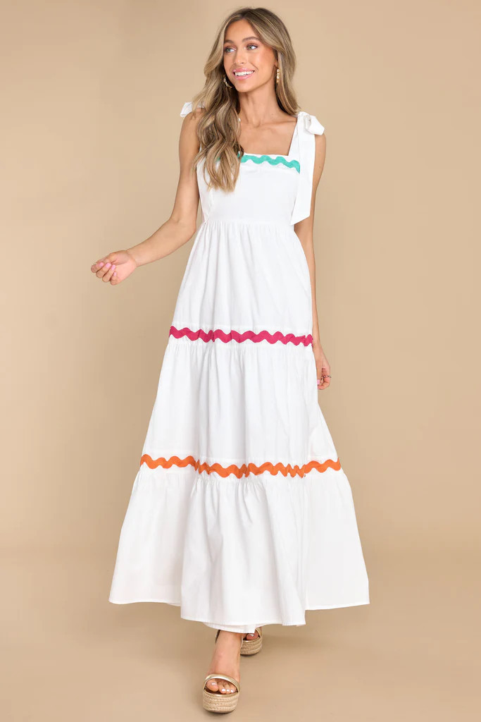 Sunny Day Feeling White Maxi Dress | Red Dress 