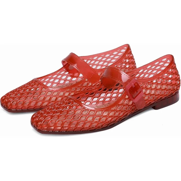 AYUER Women's Michaela Jelly Flats Beach Mary Jane Jellies Comfortbale Ballerina with Buckle Stra... | Walmart (US)