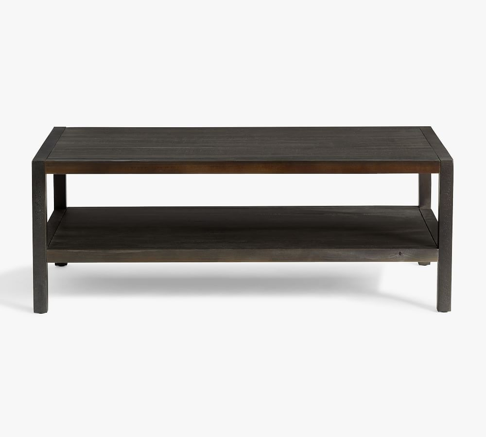 Isaac 46&amp;quot; Rectangular Coffee Table, Rustic Black | Pottery Barn (US)