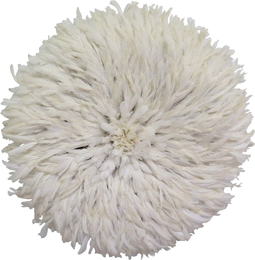 Large White - Cream Juju Hat - Wall Decor Feather Artifact - Approx 31" Diameter | Amazon (US)