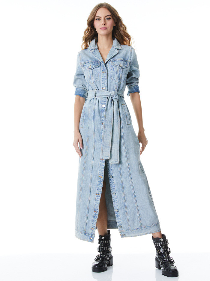 DAREN MAXI DENIM JACKET | Alice + Olivia