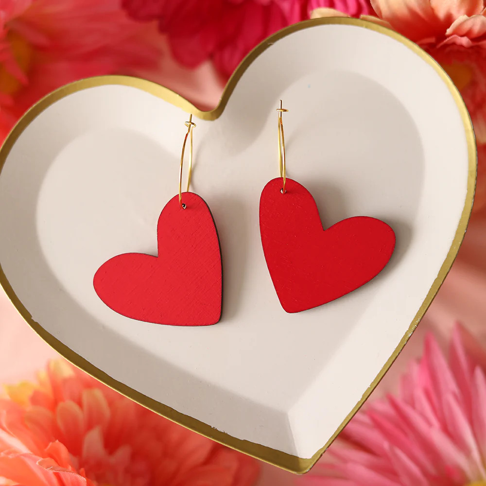 Red Heart Hoop Earrings | Le Chic Miami