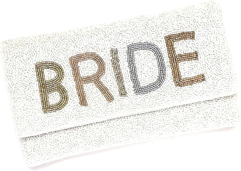 Generic BRIDE Clutch Purse, Gift For Bride, Seed Beaded Clutch Purse, Bridal Purse Clutch, White ... | Amazon (US)