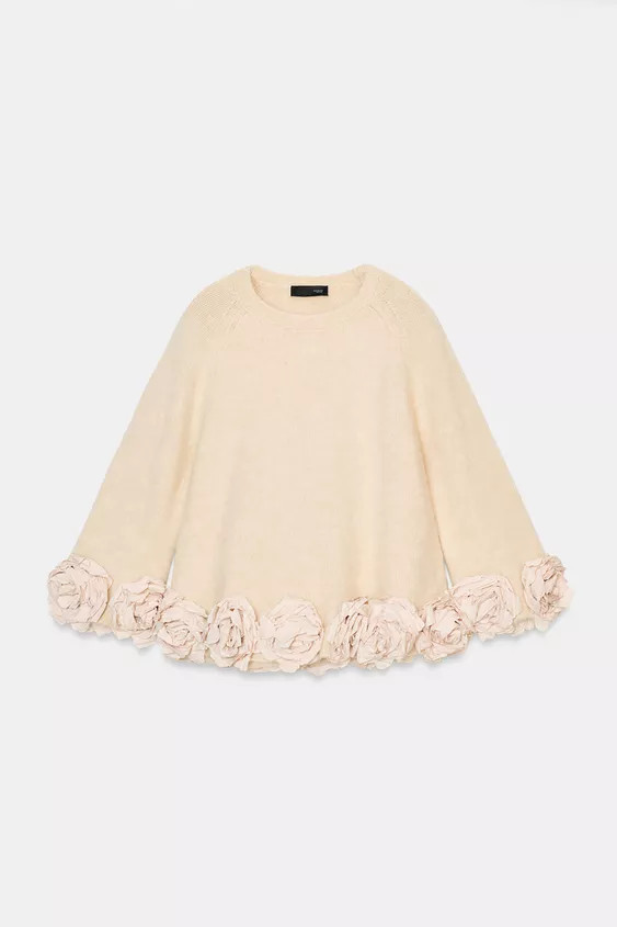 KNIT JUMPER WITH COMBINED FLORAL STRUCTURE | Zara US