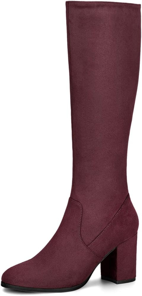 Allegra K Women's Chunky Heel Knee High Boots | Amazon (US)