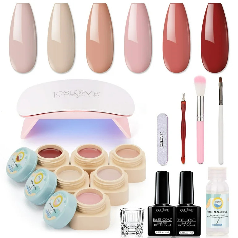 JOSLOVE Solid Gel Nail Polish Kit with UV Light 6 Colors Nude Collection Cream Pudding Gel Nail P... | Walmart (US)