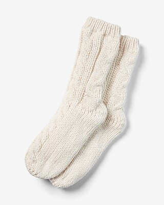 Fleece Lined Cable Knit Socks | Express