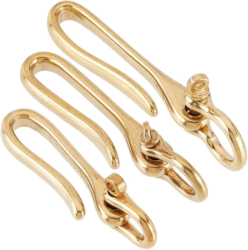 PH PandaHall 3 Sizes U Hook Key Chain Golden Fish Hook Keychain Golden Wallet Clip Holder with Ri... | Amazon (US)