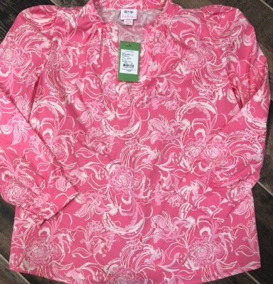 New  Lilly Pulitzer Paltrow Blouse Top Hotty Pink White Kiss Goop XS $168 | eBay US