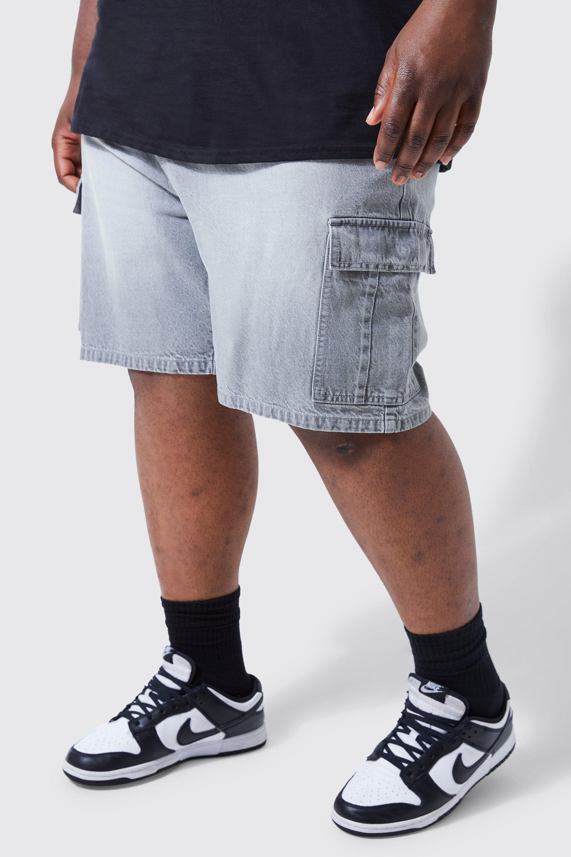 Plus Elastic Waist Relaxed Acid Wash Cargo Shorts | boohooMAN (DE, IE & UK)