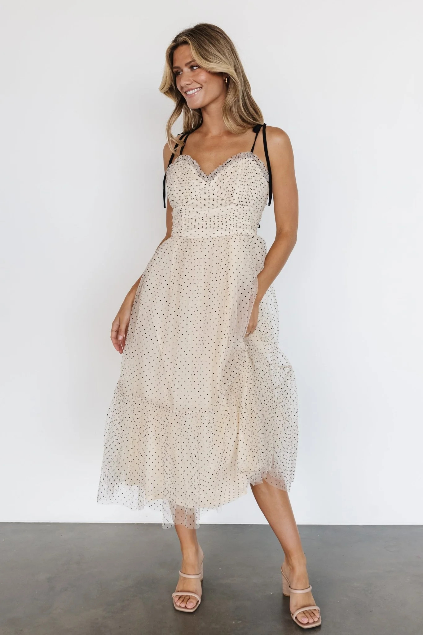 Izzy Tulle Midi Dress | Cream + Black | Baltic Born