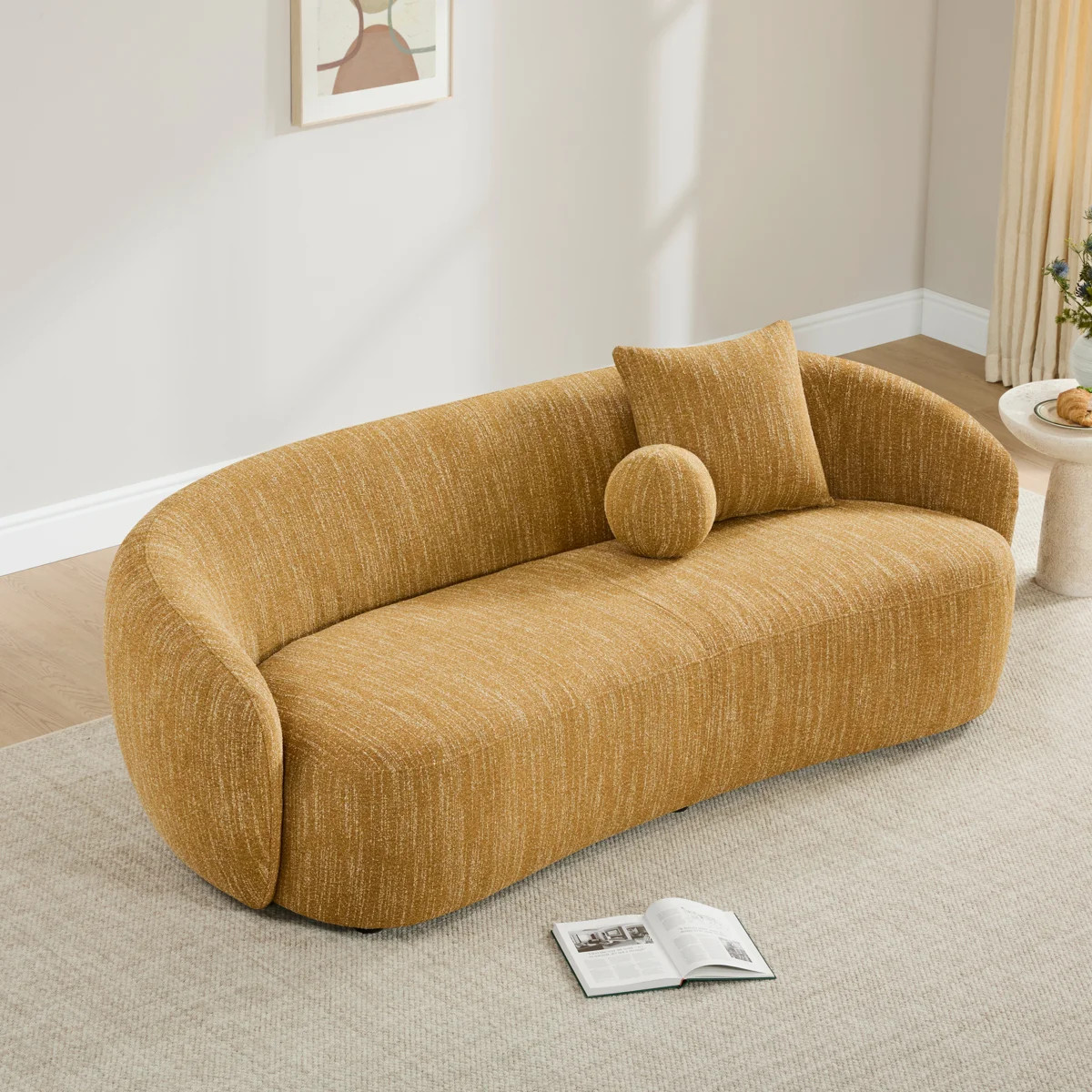 Harlan 89'' Boucle Upholstered Curved Sofa | Wayfair North America