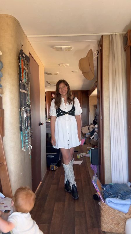 Everything I’m wearing fits tts. The harness is from Joyfolie. 

Country concert, concert outfit, concert style, western boots, cowboy boots, white dress, summer dress, target shoes, target boots 

#LTKFestival #LTKSeasonal #LTKfindsunder100