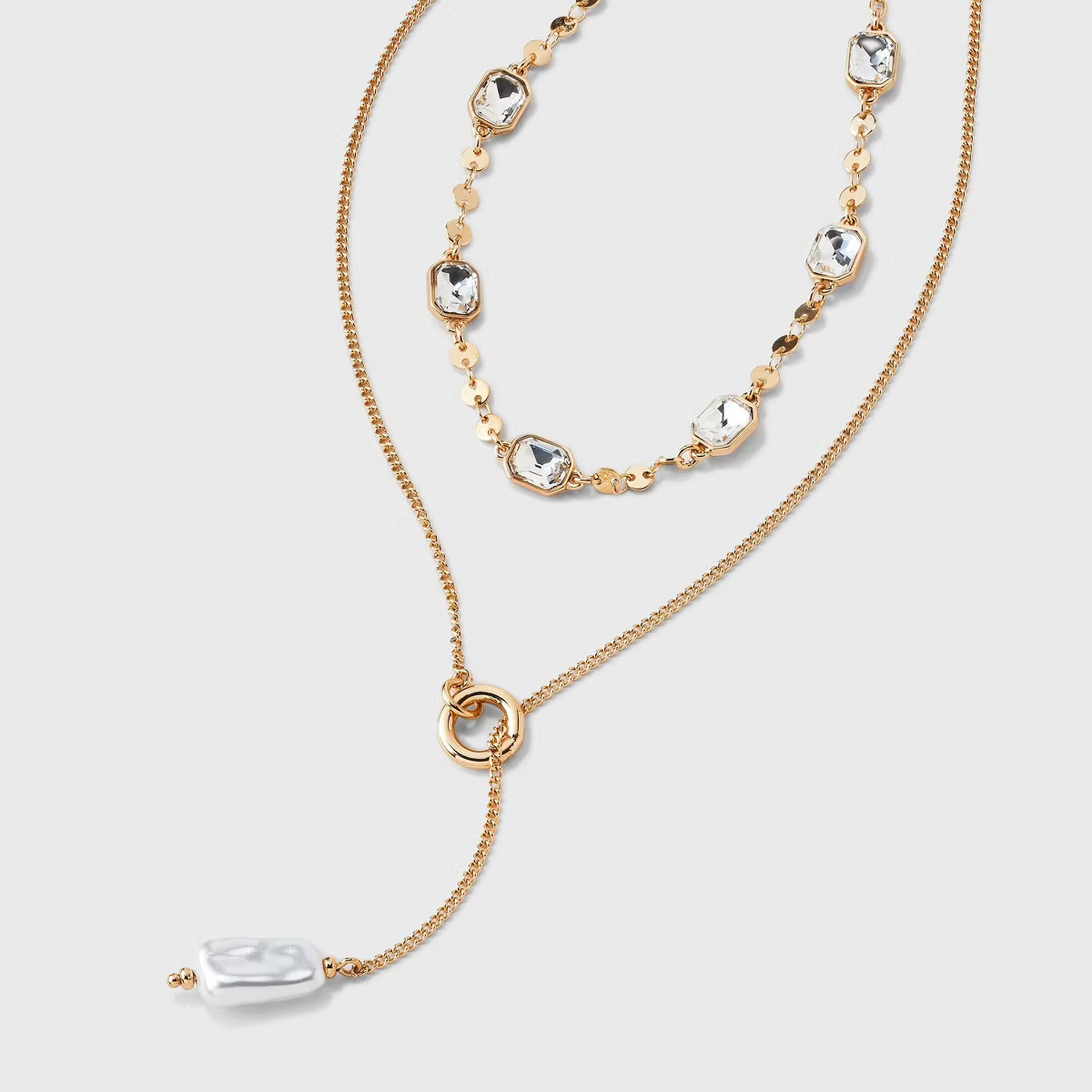 Pearl Y-Drop Multi-Strand Necklace - A New Day™ Gold/Pearl | Target