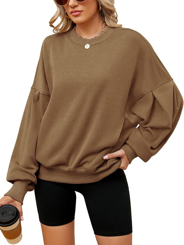 ZHENWEI Womens Fall Oversized Sweatshirts Crewneck Fleece Hoodie Casual Fashion Pullover Sweaters... | Amazon (US)