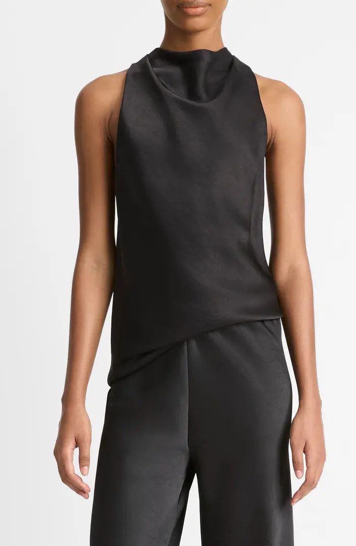 Vince Cowl Neck Hammered Satin Sleeveless Top | Nordstrom | Nordstrom