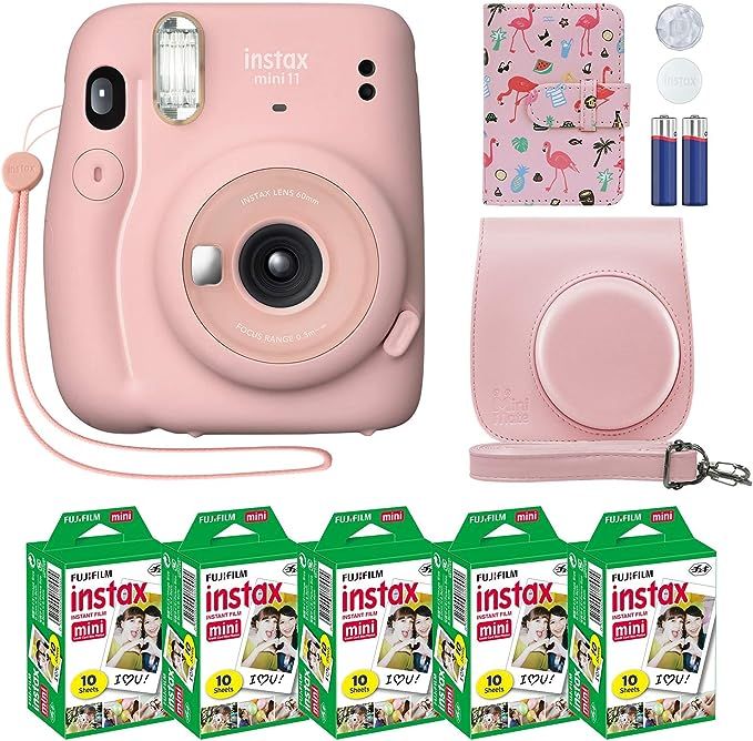 Fujifilm Instax Mini 11 Instant Camera Blush Pink + Custom Case + Fuji Instax Film Value Pack (50... | Amazon (US)