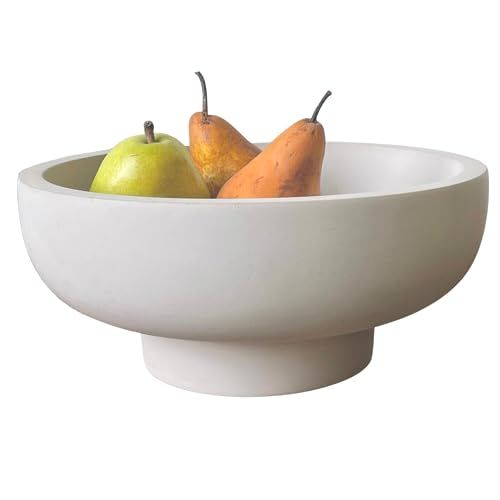 Concrete Fruit Bowl for Kitchen Counter - Large Decorative Bowl for Home Decor - Modern Pedestal ... | Amazon (US)