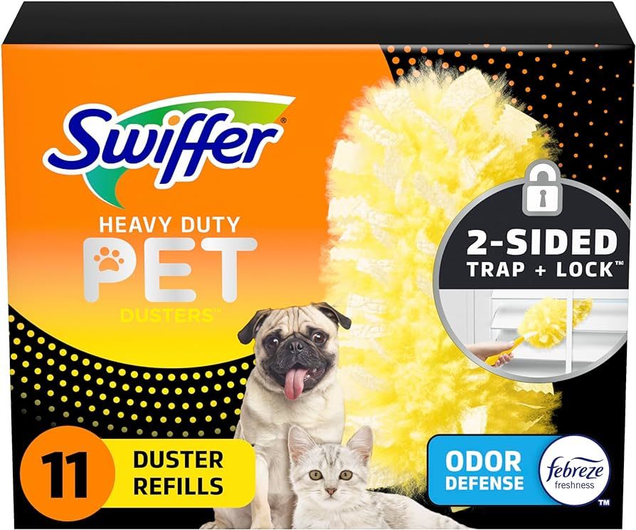 Swiffer Pet Heavy Duty Dusters Refills, Multisurface 360 Dusters with Febreze Odor Defense, 11 Co... | Amazon (US)
