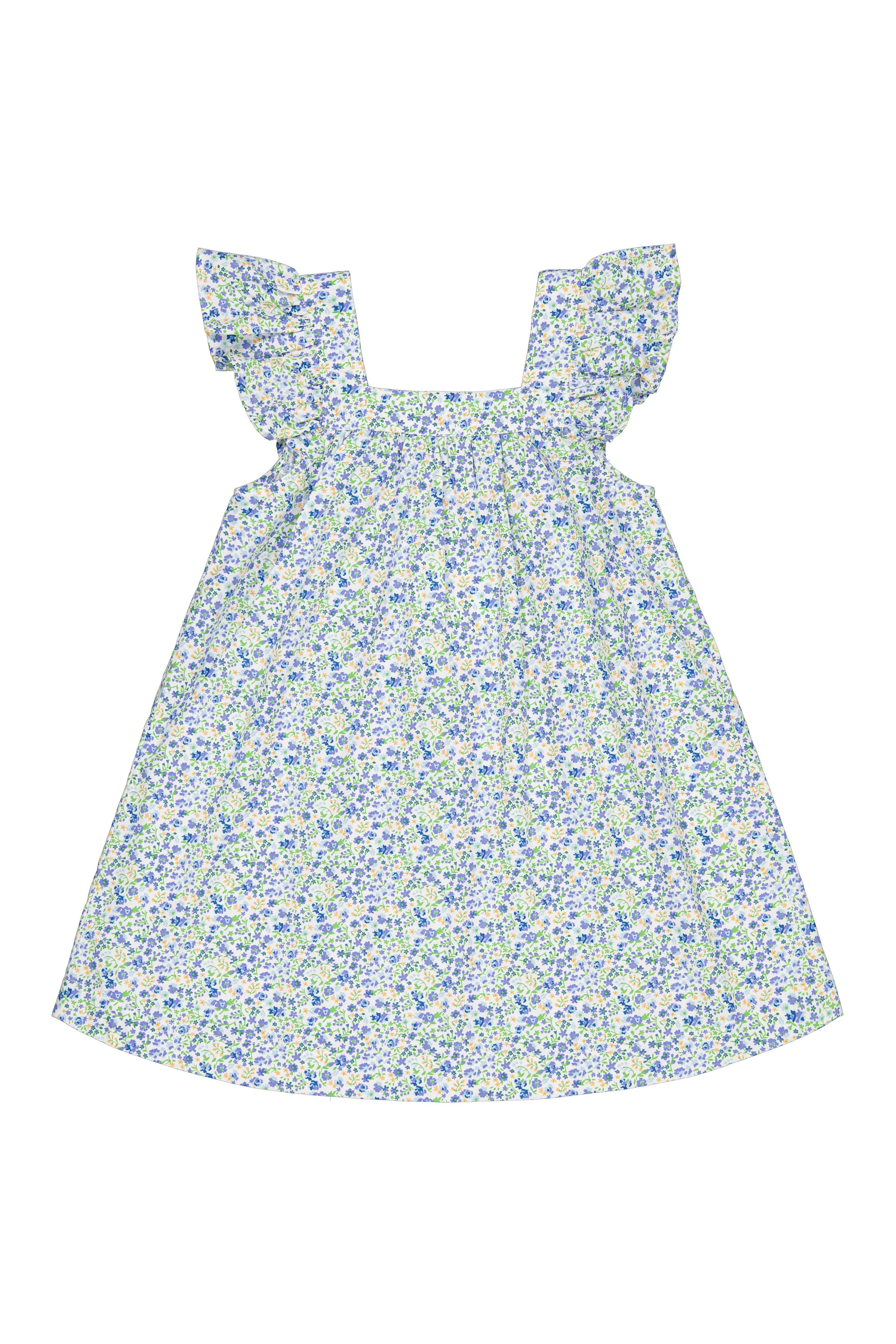 Harriet Lounge Dress - Cotton - Floret Blue | Piyama US