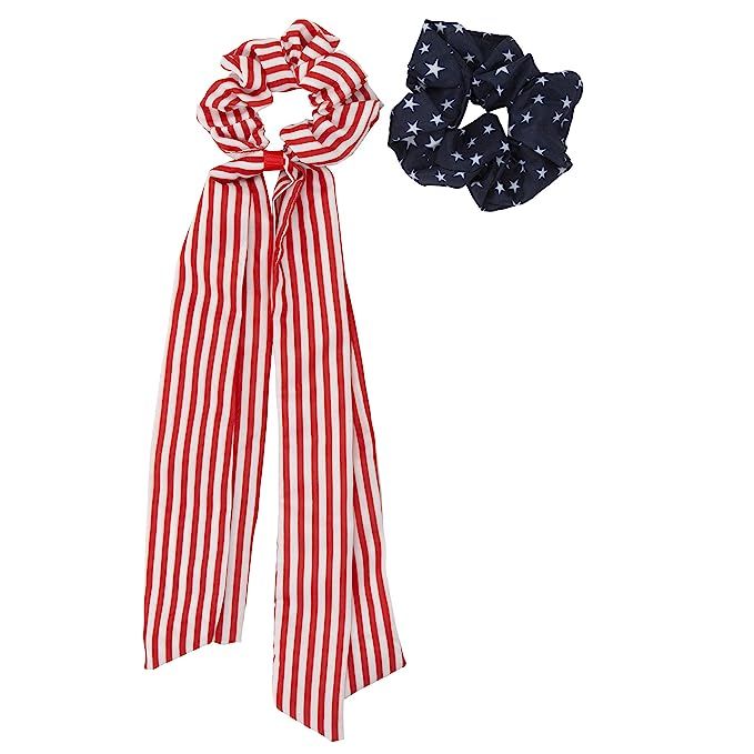Madison Tyler Americana Collection 2 Pcs Patriotic USA Star and Striped Elastic Scrunchies for Ha... | Amazon (US)