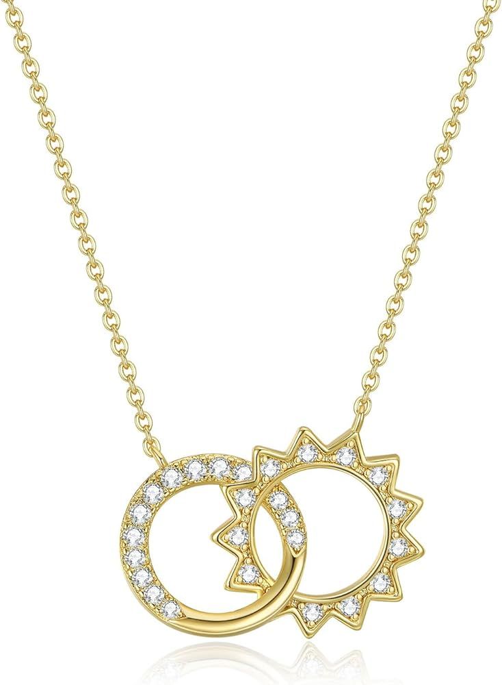 NUZON 2-Tone Interlocking | Sunburst Heart | CZ Evil Eye | Single Pear | Love Heart Pendant Neckl... | Amazon (US)