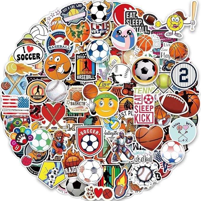 300 Pcs Sport Stickers for Kids, Sport Water Bottle Stickers, Vinyl Waterproof Laptop Sticker for... | Amazon (US)