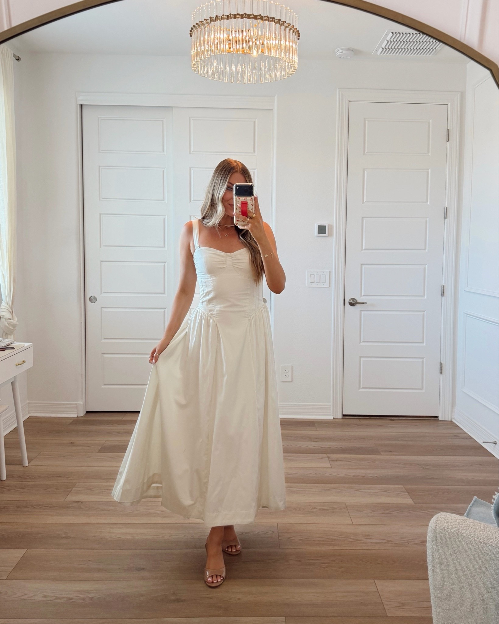The most stunning white midi dress is 25% off! I’m wearing a small tall